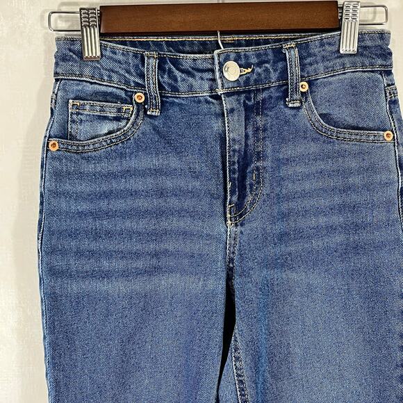 Wild Fable Womens High Rise Straight Ankle Blue Jeans Raw Hems Size 00 - Picture 3 of 8
